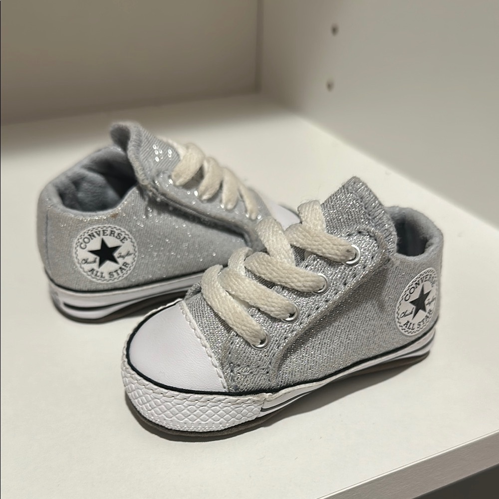 Baby Converse Gray High-Top Sneakers with White Accents